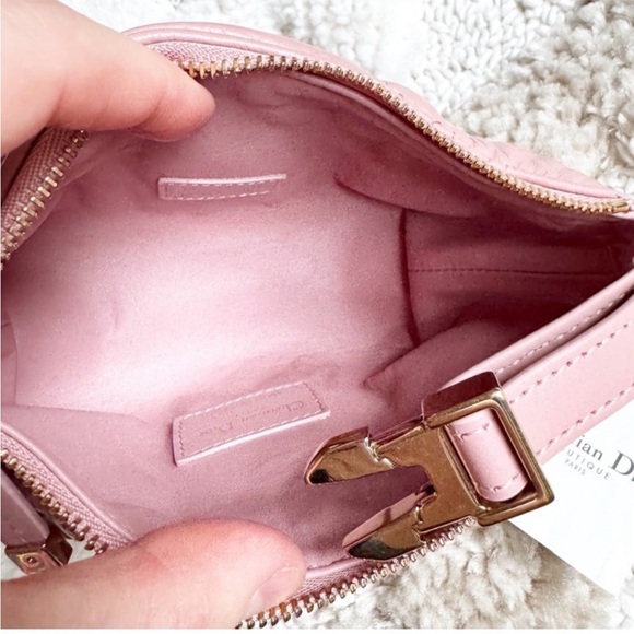 NEW CHRISTIAN DIOR Calfskin Macrocannage Diortravel Nomad Pink Bag Purse - Picture 6 of 13